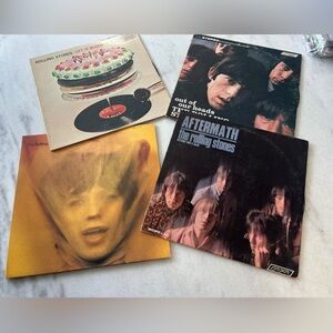 4 Rolling Stones Vinyl records Let It Bleed - Aftermath, Out Of Our Heads, Etc